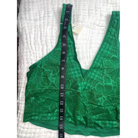 Offline By Aerie Women's Green Floral Lace V-Neck‎ Bralette Size L - Picture 8 of 15